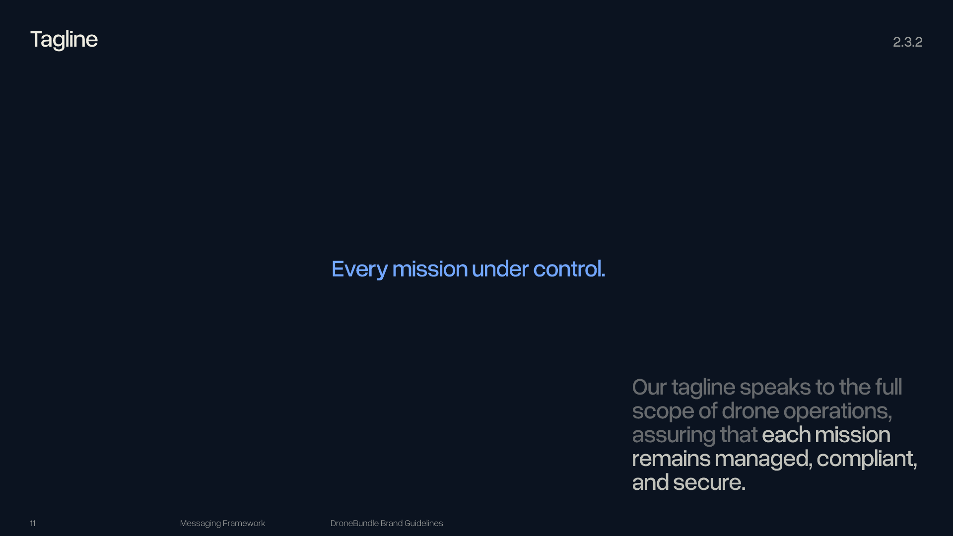 Tagline page from the DroneBundle brand guidelines