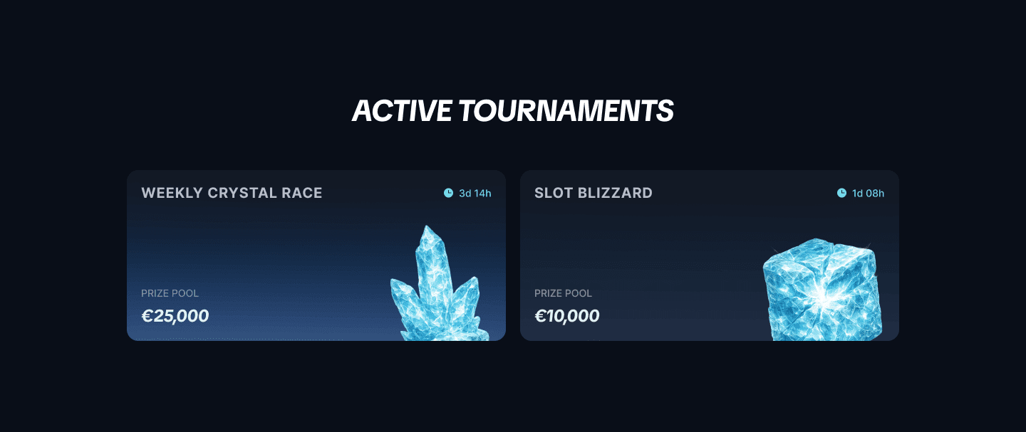 FrostBet concept active tournaments screen