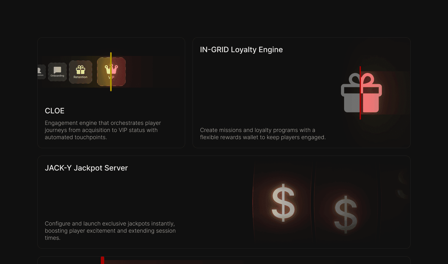Dench Solutions website sections showing core products