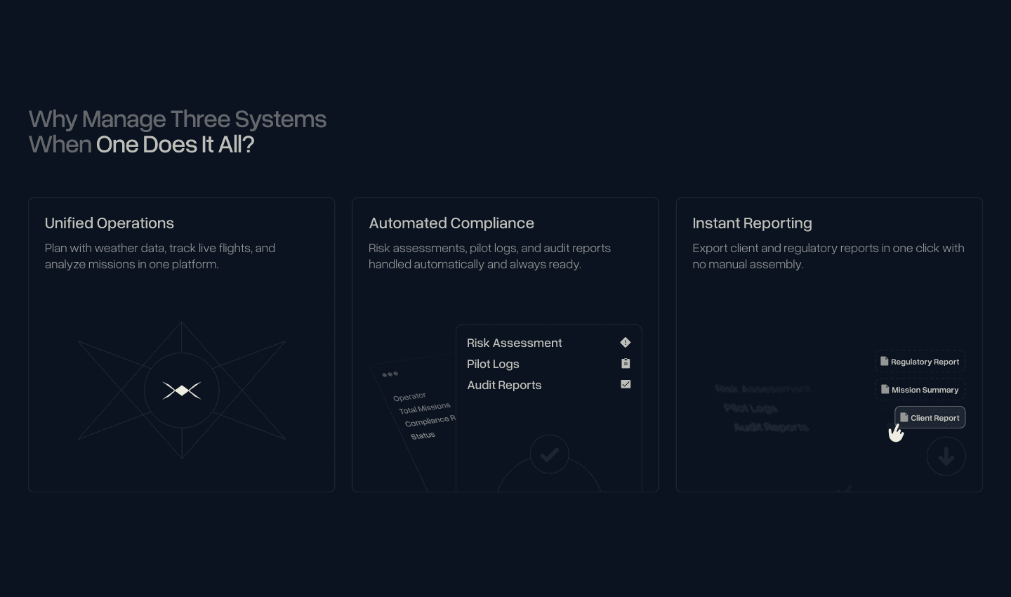 Mid-page sections of the DroneBundle landing page