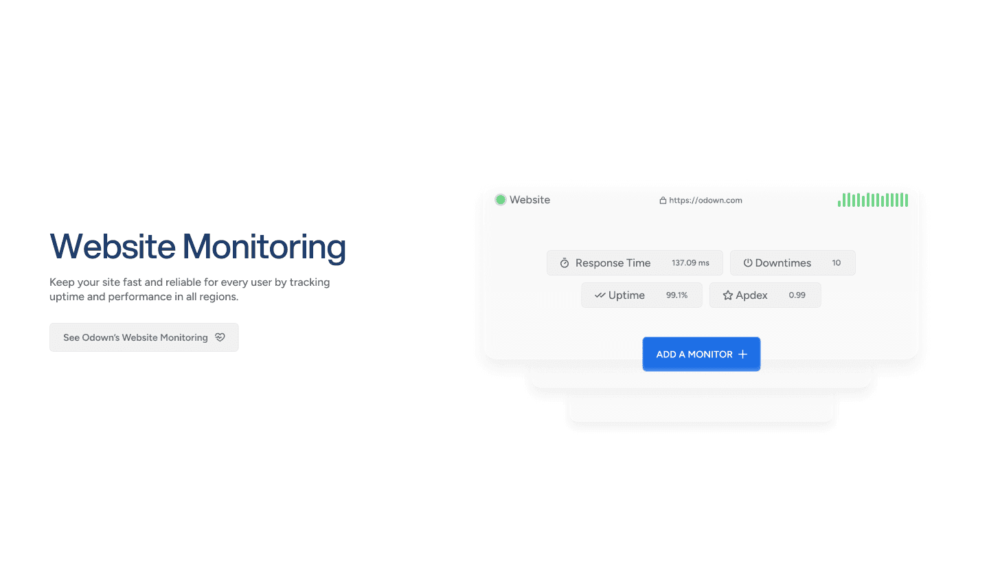 Odown web monitor screen