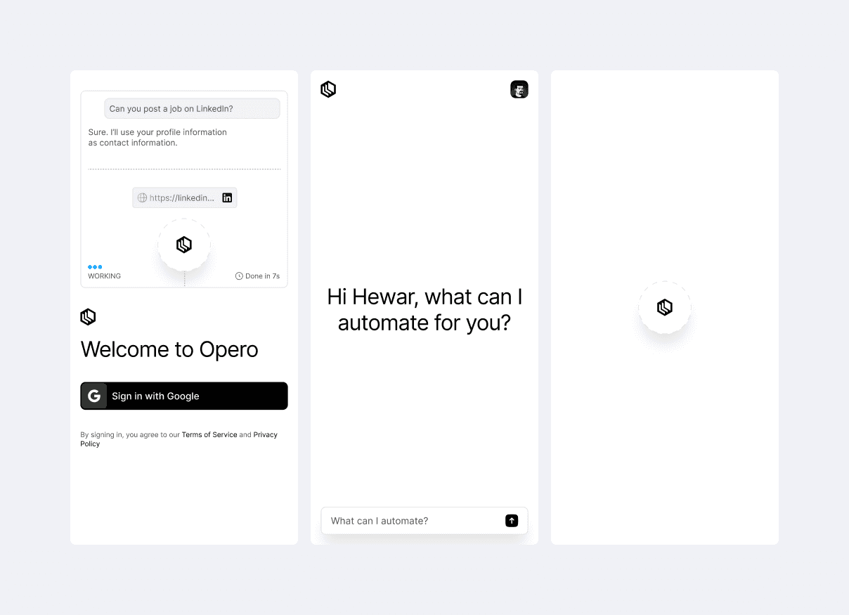 Opero, product design